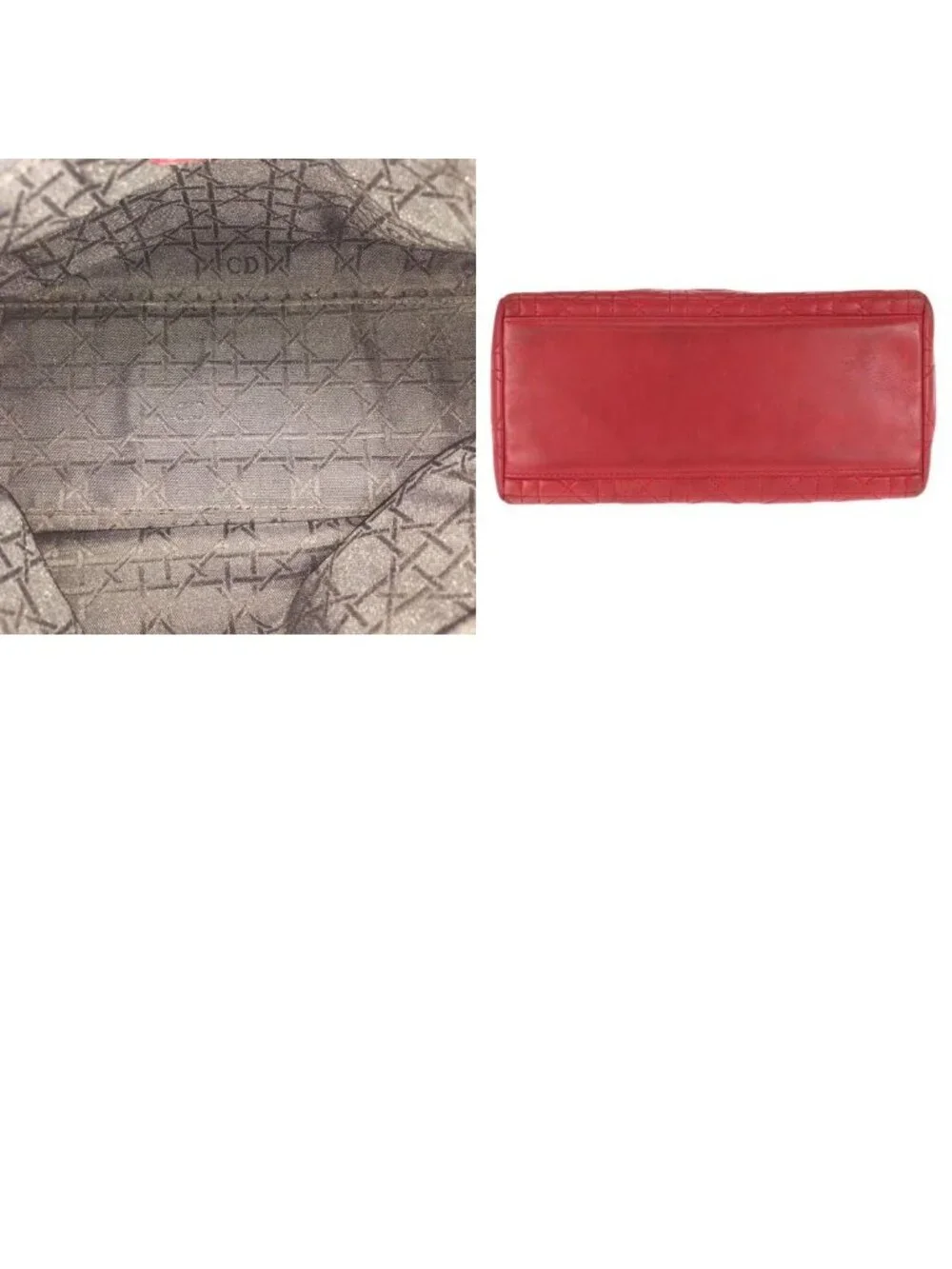 Dior Vintage Lady Cannage Red Gold Leather Handbag